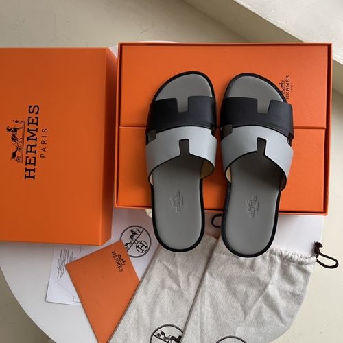 Hermes H Slippers Sheepskin Leather Sole Comfortable