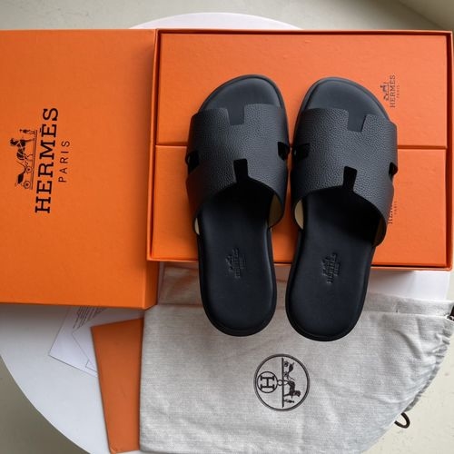Hermes H Slippers Sheepskin Leather Sole Comfortable