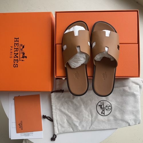 Hermes H Slippers Sheepskin Leather Sole Comfortable