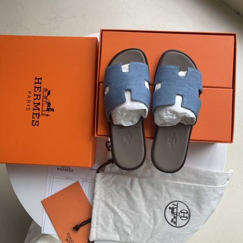 Hermes H Slippers Sheepskin Leather Sole Comfortable
