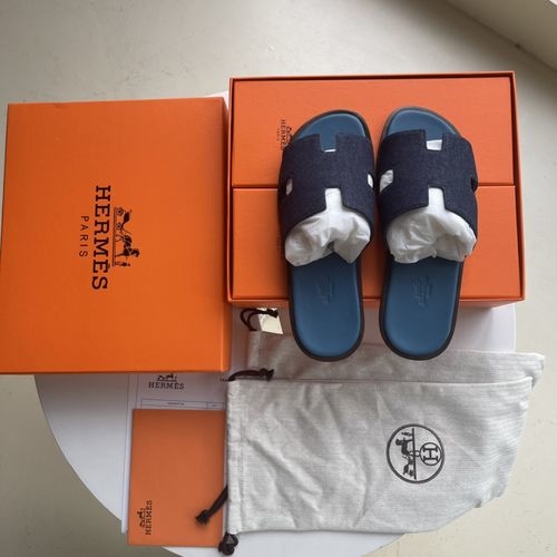 Hermes H Slippers Sheepskin Leather Sole Comfortable