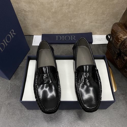Christian Dior CD Casual Loafers Leather Lining Rubber Sole