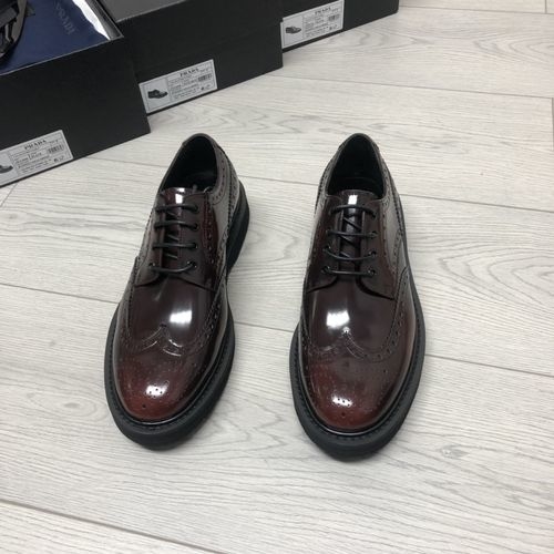 Prada Carved Derby Shoes Burgundy