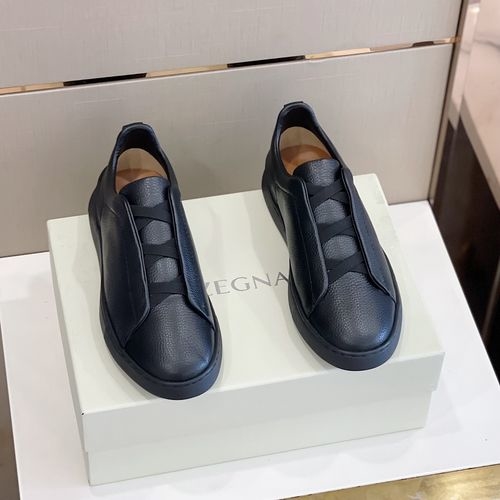 Zegna Triple Stitch Deerskin Canvas Sneakers