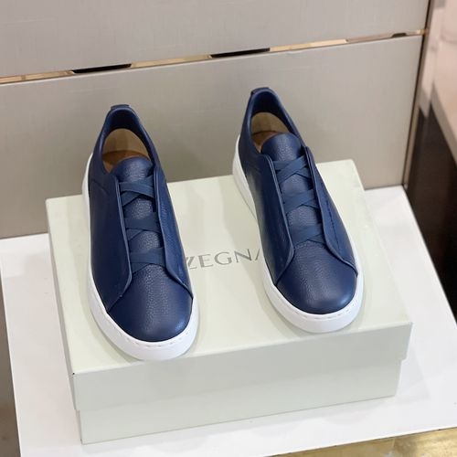 Zegna Triple Stitch Deerskin Canvas Sneakers
