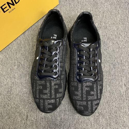 Fendi Cow Leather Flyknit Sneakers With Light Sole