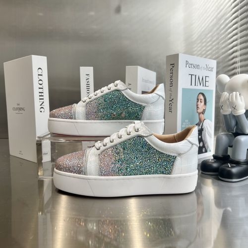 Christian Louboutin Low Top Platform Full Diamond Gradient Shoes