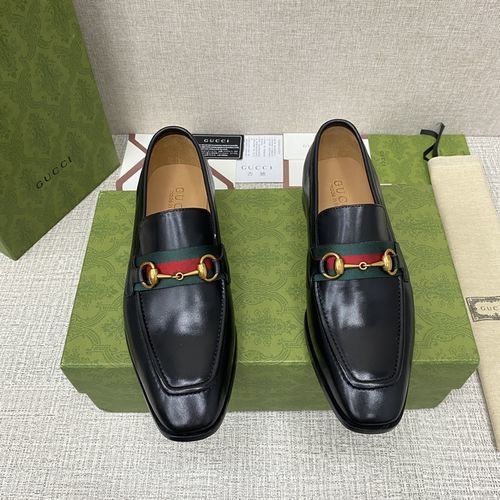 Gucci Horsebit Loafers Leather Upper Webbing Detail