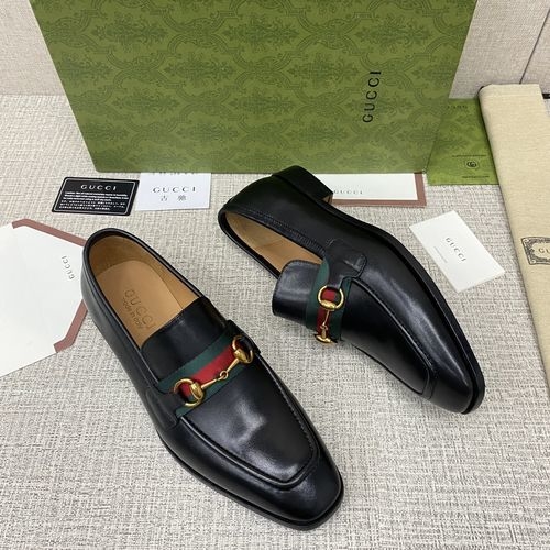 Gucci Horsebit Loafers Leather Upper Webbing Detail