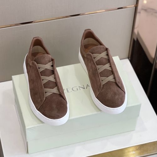 Zegna Triple Stitch Deerskin Suede Sneakers