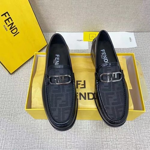 Fendi Timeless Loafers With Canvas Accents And Leather Sole