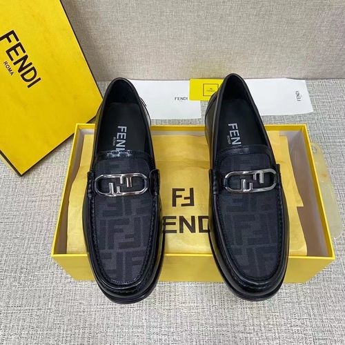 Fendi Timeless Loafers With Canvas Accents And Leather Sole