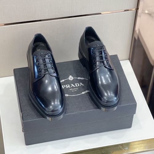 Prada Minimalist Leather Derby Shoes With TPU Sole
