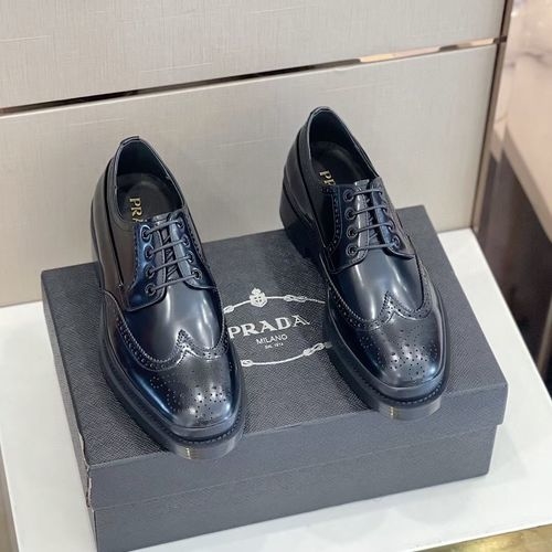 Prada Cowhide Derby Shoes TPU Sole