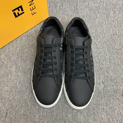Fendi Stitched Leather Casual Shoes
