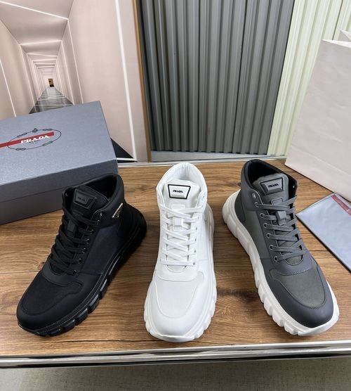 Prada Flyknit Cowhide Fabric Cowhide Lining Casual Shoes