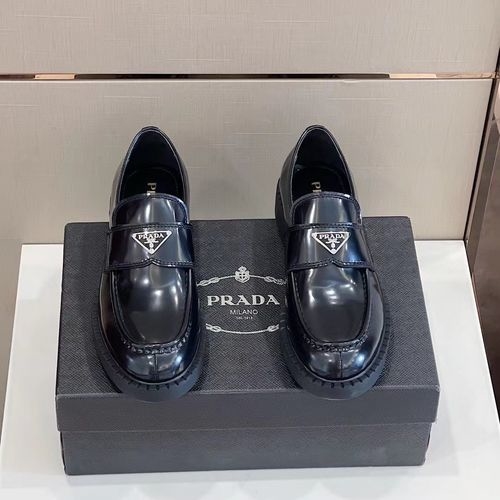 Prada Calfskin Loafers With Triangle Logo