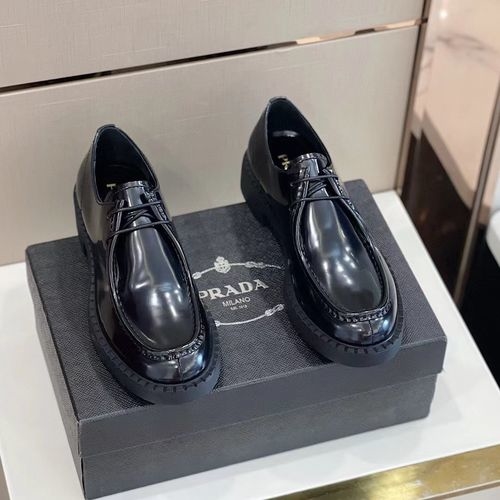 Prada Calfskin Loafers With Triangle Logo