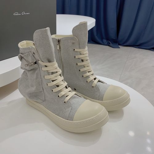 Rick Owens Waxed Canvas Tall Boots