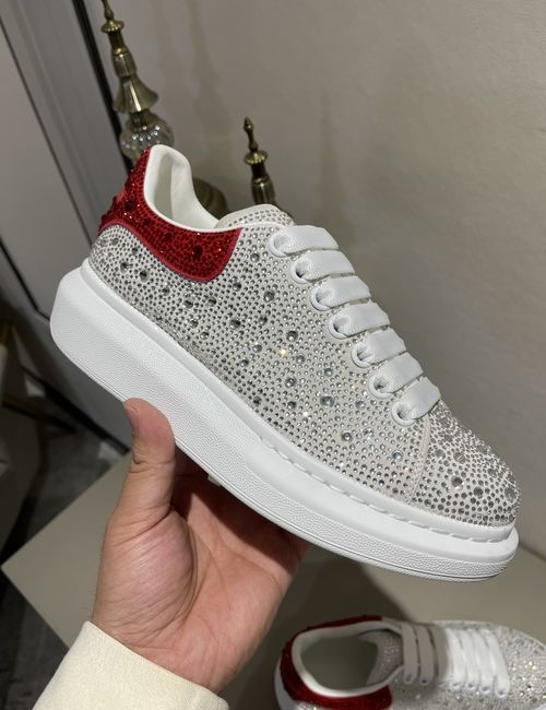McQueen Full Diamond Casual White Sneakers