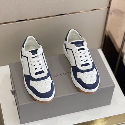 Brunello Cucinelli BC Calfskin Suede Sneakers With Fishbone Sole