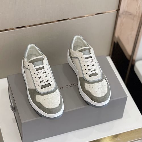 Brunello Cucinelli BC Calfskin Suede Sneakers With Fishbone Sole