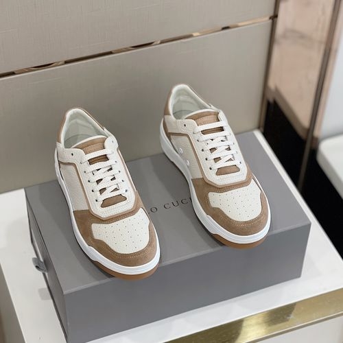 Brunello Cucinelli BC Calfskin Suede Sneakers With Fishbone Sole