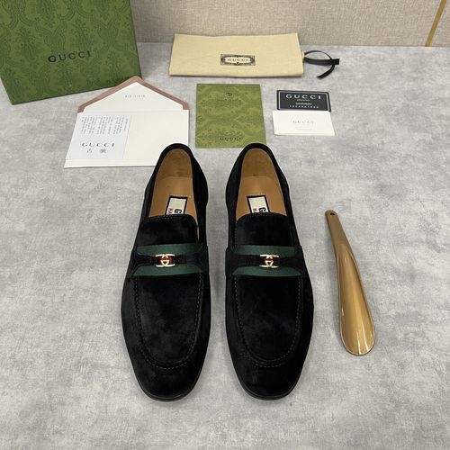 Gucci Horsebit Loafers Leather Upper Webbing Detail