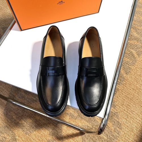 Hermes Gentle Loafers With Stitched Upper Rubber Sole