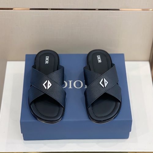 Christian Dior CD Alias Cross-Band Slippers With Oblique Print