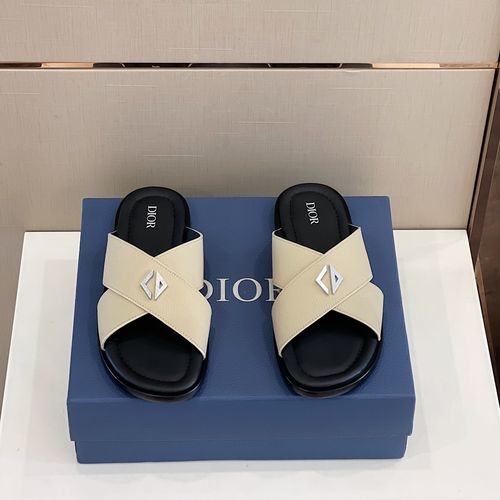 Christian Dior CD Alias Cross-Band Slippers With Oblique Print