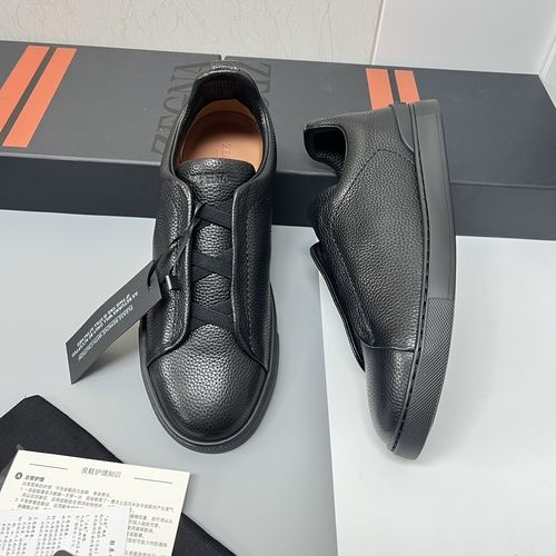 Zegna Triple Stitch Low-Top Sneakers With Soft Deer Leather