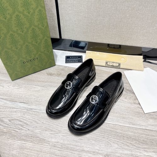 Gucci Interlocking G Buckle Patent Leather Loafers