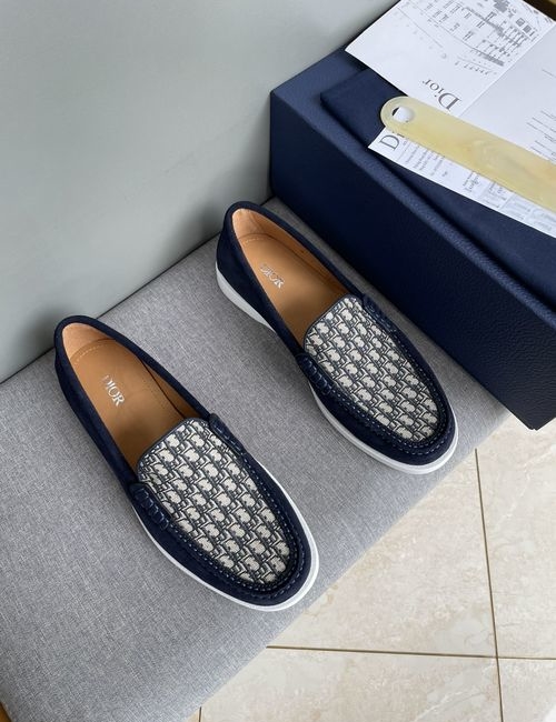 Christian Dior CD Casual Leather Shoes Stitched Detail Rubber Outsole Cowhide Lining