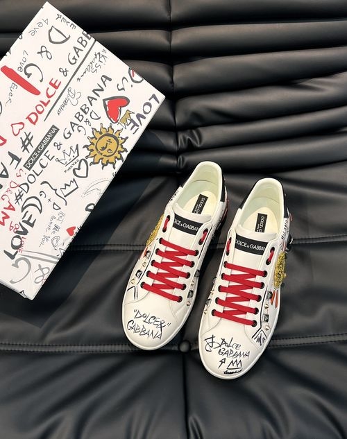 Dolce & Gabbana DG 5D Print Cowhide Casual Sneakers