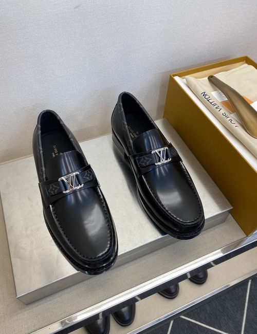Louis Vuitton LV Damier Pattern Formal Leather Loafers