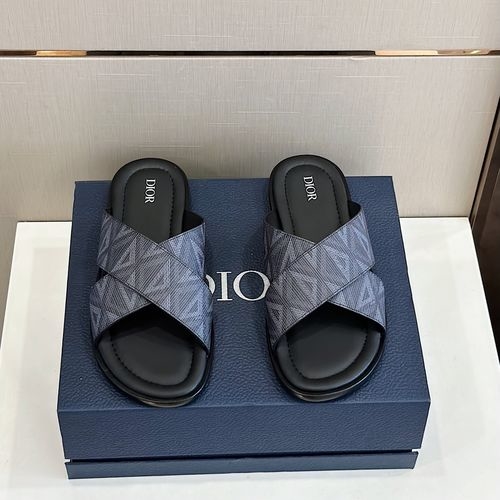 Christian Dior CD Alias Cross-Band Slippers With Oblique Print