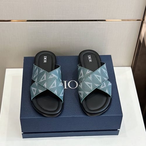 Christian Dior CD Alias Cross-Band Slippers With Oblique Print
