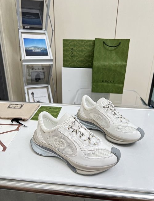 Gucci Grained Cowhide Sneakers With Pattern Print