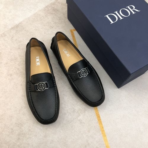 Christian Dior CD Grain Leather Driving Loafers