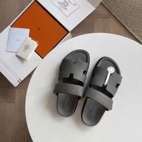 Hermes Epsom Leather Sandals With Adjustable Straps