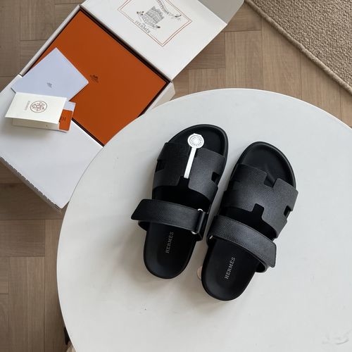 Hermes Epsom Leather Sandals With Adjustable Straps