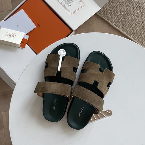 Hermes Epsom Leather Sandals With Adjustable Straps
