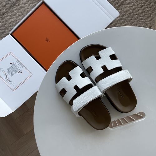 Hermes Epsom Leather Sandals With Adjustable Straps