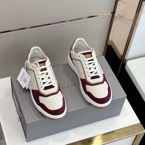Brunello Cucinelli BC Calfskin Suede Sneakers With Crest Detail