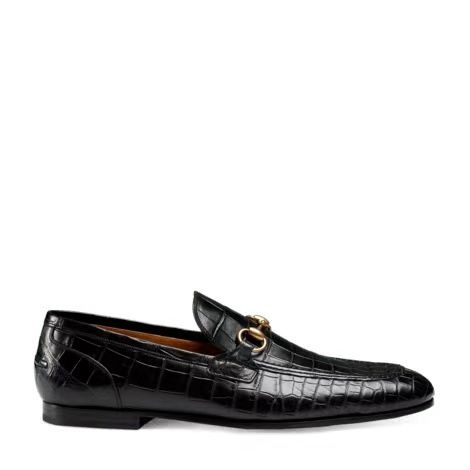 Gucci Jordaan Horsebit Crocodile Leather Loafers
