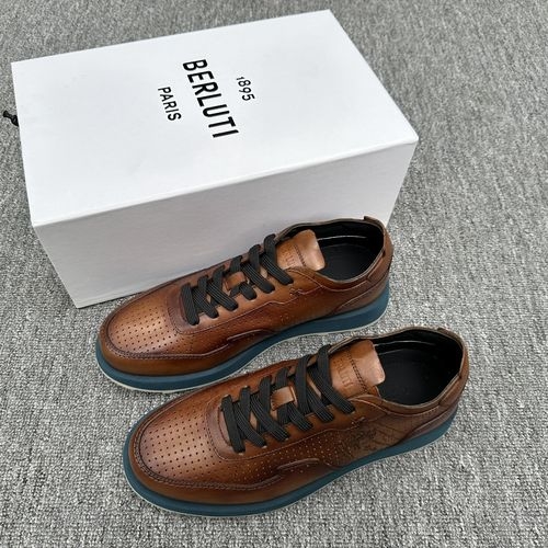 Berluti Leather Sneakers With Color Block Design