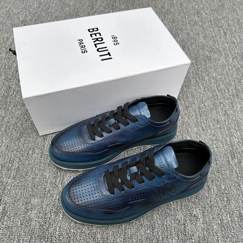 Berluti Leather Sneakers With Color Block Design