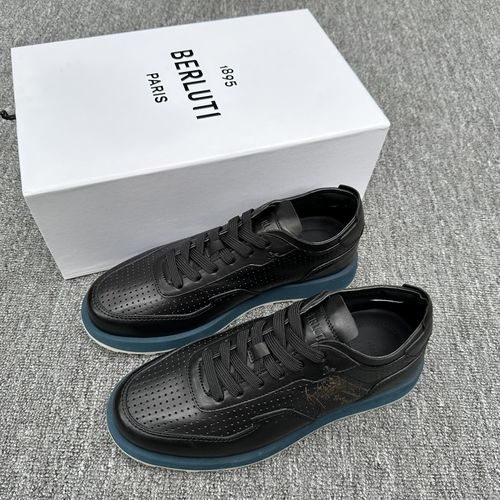 Berluti Leather Sneakers With Color Block Design