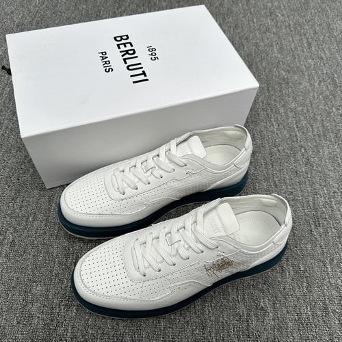 Berluti Leather Sneakers With Color Block Design